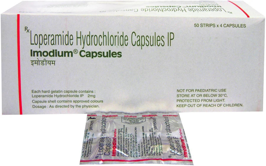 Anti Diarrhoeals (Imodium capsules contain loperamide 2 mg, used to treat diarrhea)